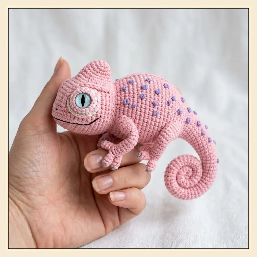 Cotton Candy Pink Chameleon Amigurumi Free Crochet Pattern
