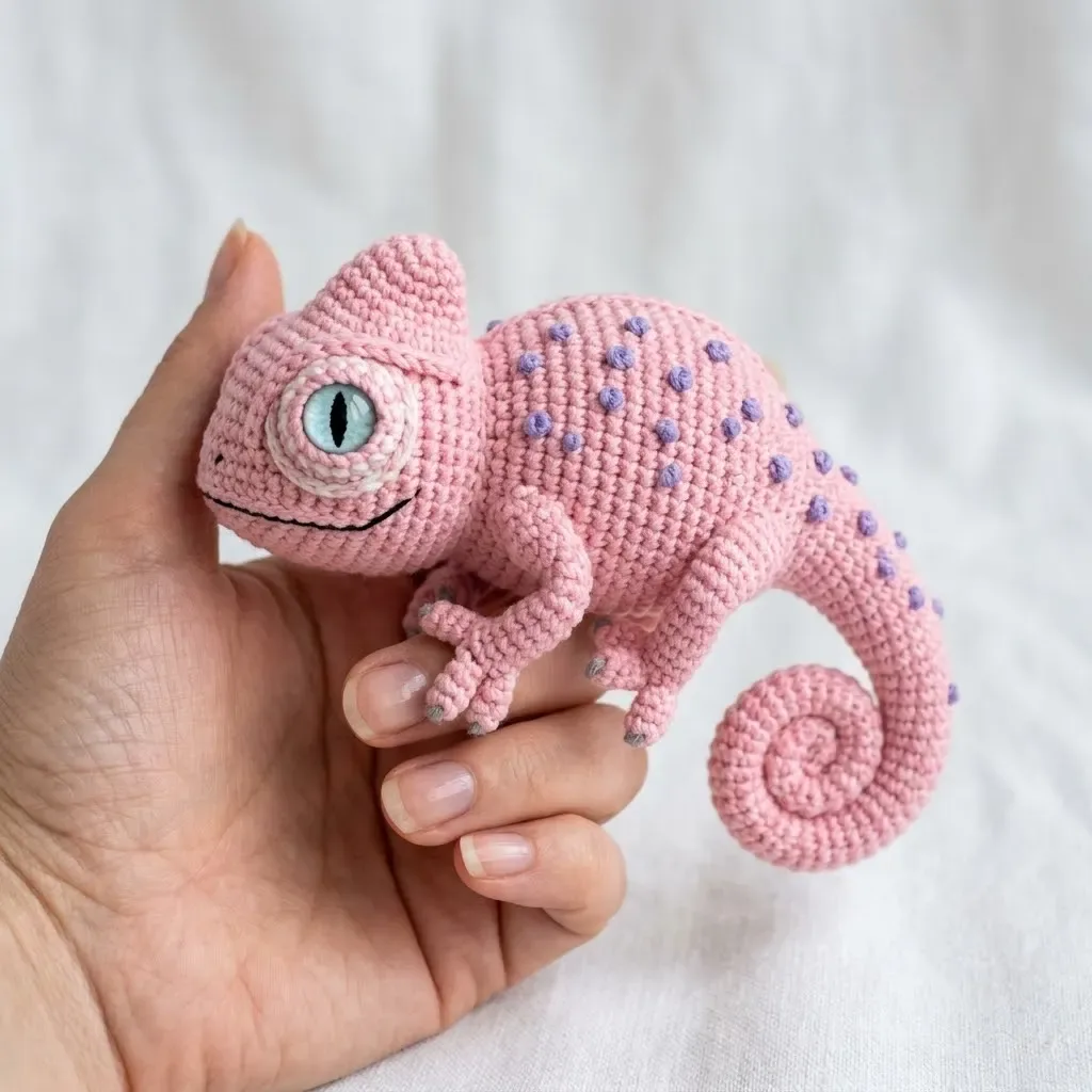 Cotton Candy Pink Chameleon Amigurumi Free Crochet Pattern — photo 2