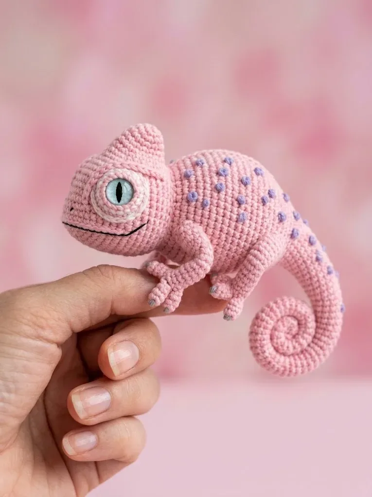 Cotton Candy Pink Chameleon Amigurumi Free Crochet Pattern — photo 3