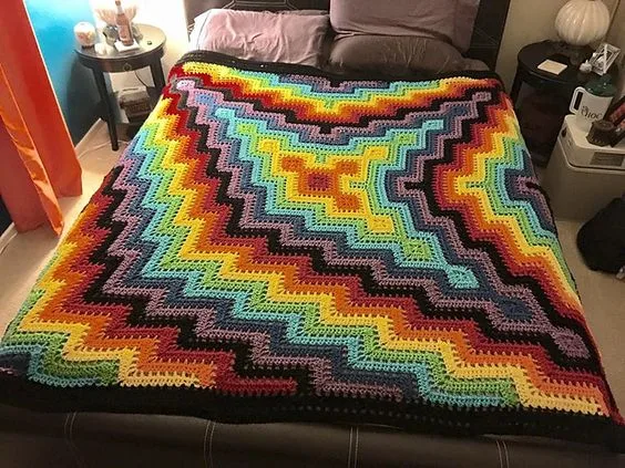 Pronged Square and Ripple Blanket Crochet Pattern — photo 3