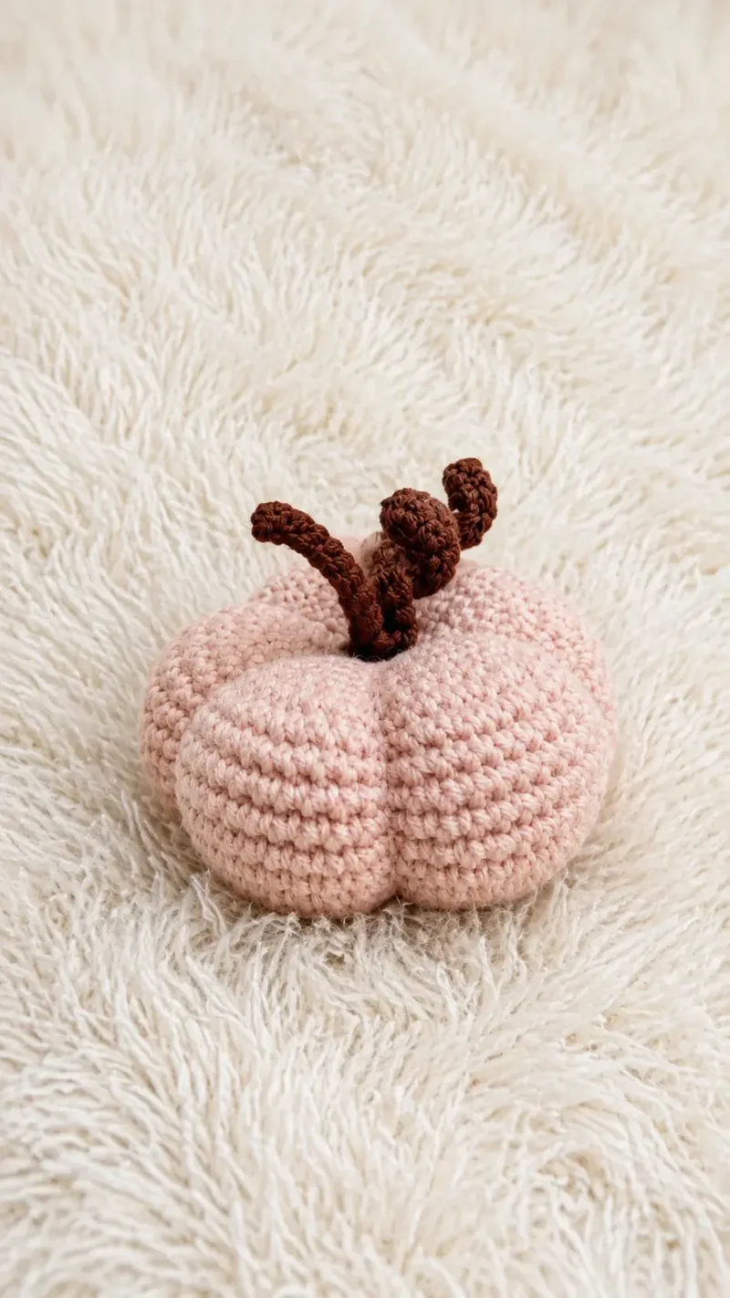 Amigurumi pumpkin pattern with a chained stem and tendril — photo 2