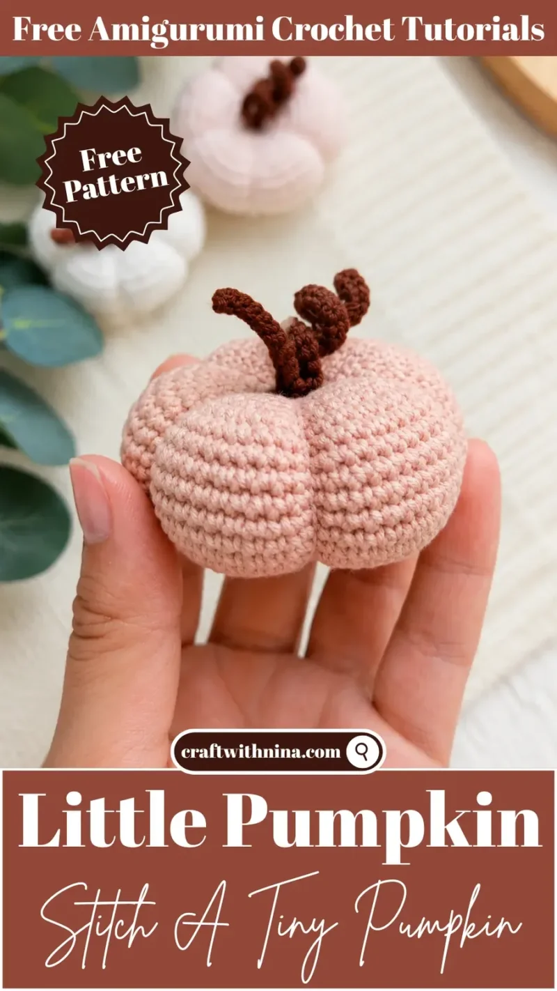 Amigurumi pumpkin pattern with a chained stem and tendril — photo 3