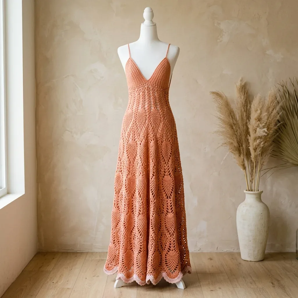 Coral sunset pineapple lace maxi dress pattern