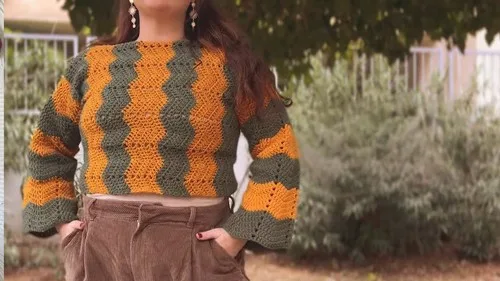 Crochet Ripple Sweater Pattern: Cozy Chevron Pullover — photo 3