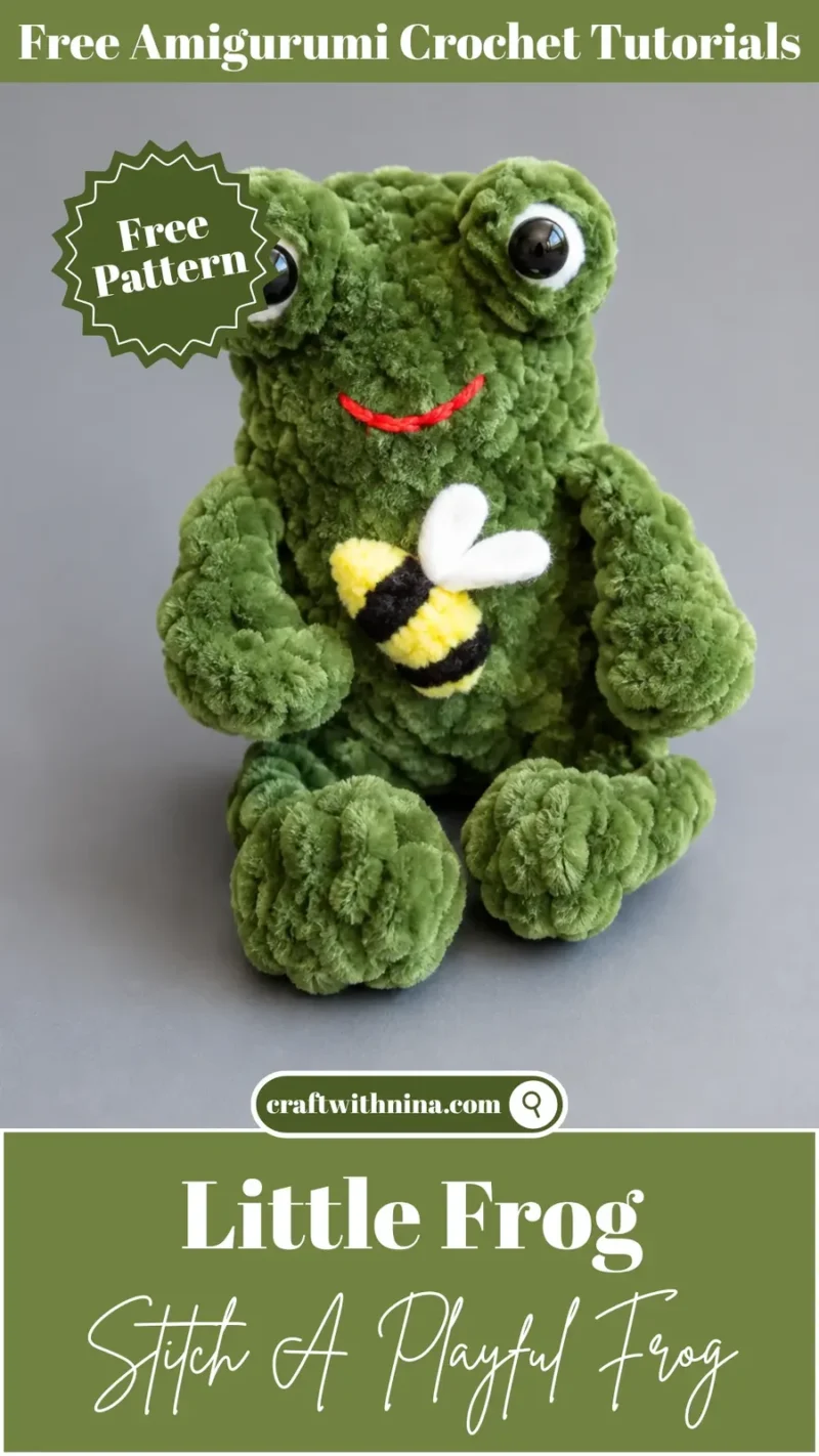 Amigurumi frog plush pattern with bobble-stitch legs and eyes — photo 3