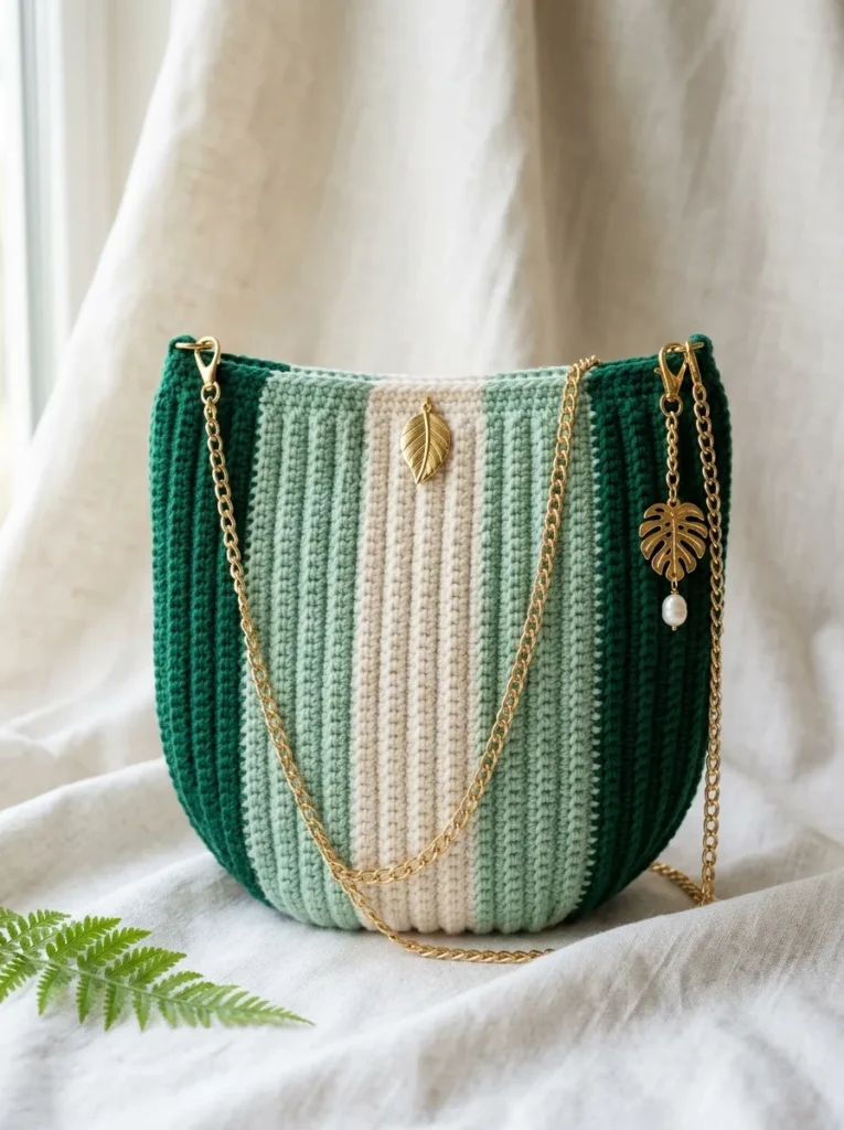 Mint Green Fresh Stripe Purse Free Crochet Pattern