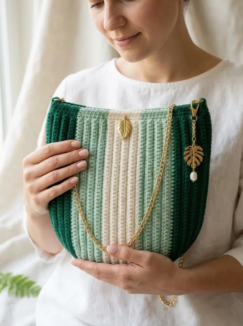Mint Green Fresh Stripe Purse Free Crochet Pattern — photo 3