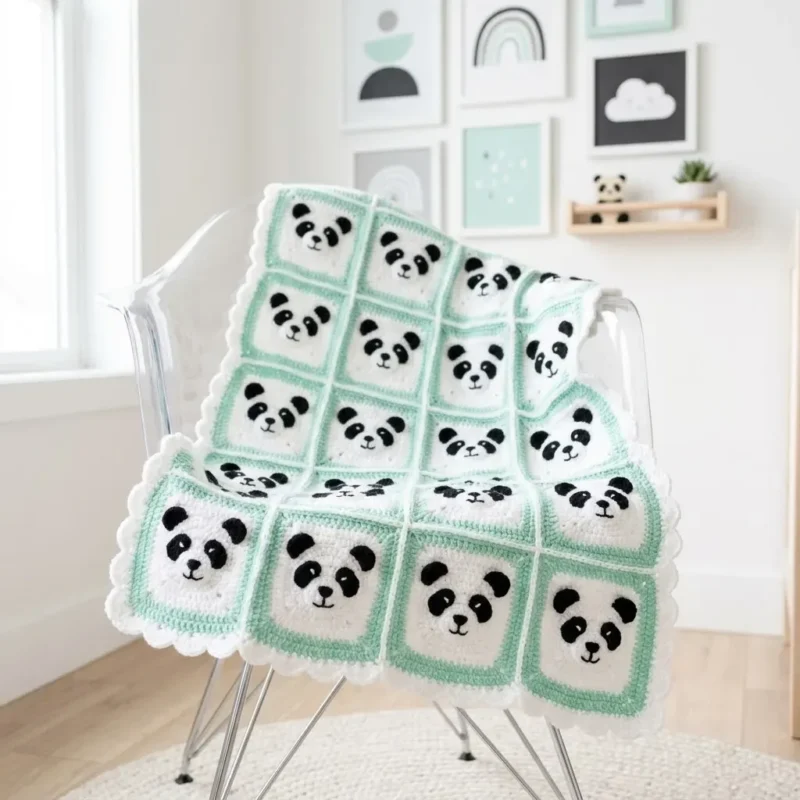Panda bear granny square baby blanket pattern — photo 2