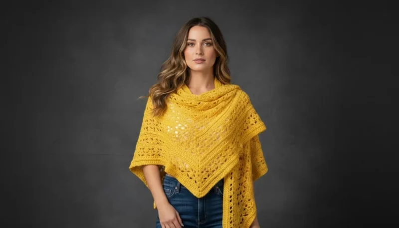 Triangle wrap shawl pattern with a six-row shell repeat — photo 2