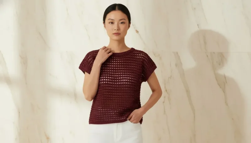 Wren rattan top crochet pattern with ribbed trim — photo 2