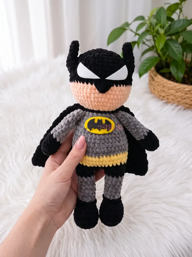 Amigurumi Batman crochet doll construction and sizing notes