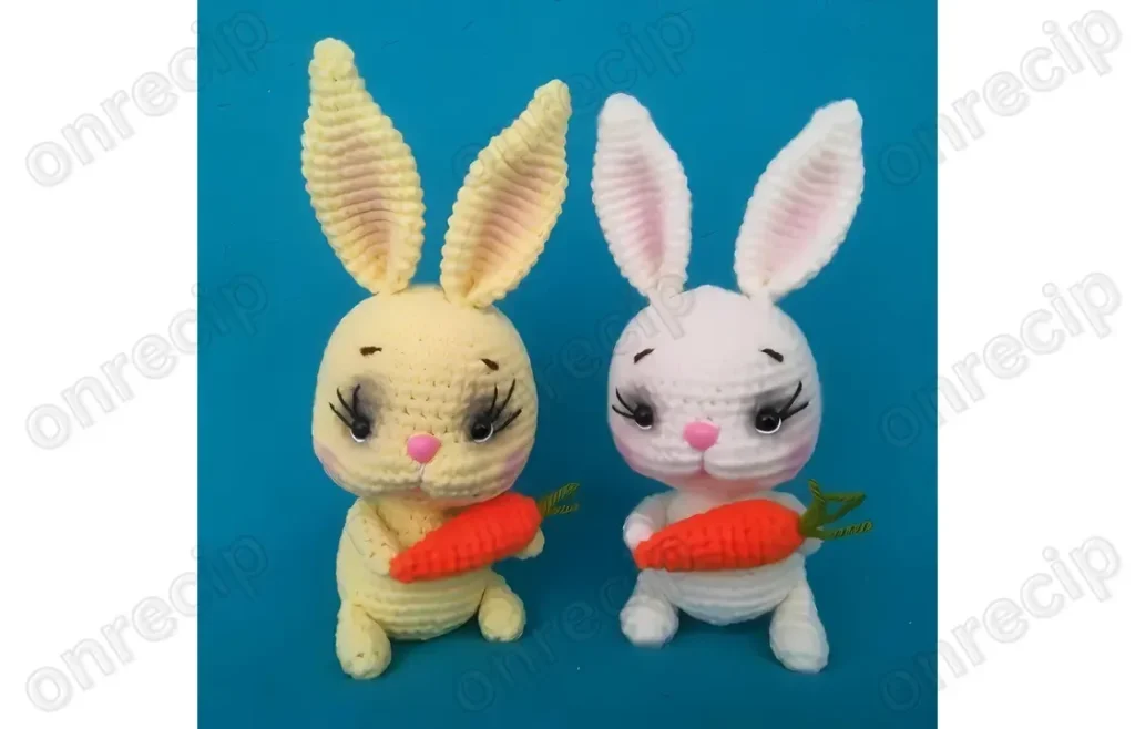 Amigurumi bunny head and body pattern worked in 36 rounds