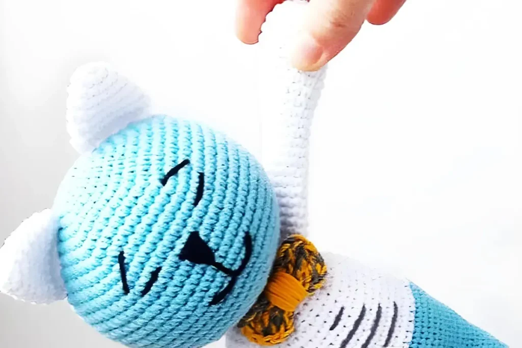 Amigurumi cat crochet pattern with stuffed head and ears