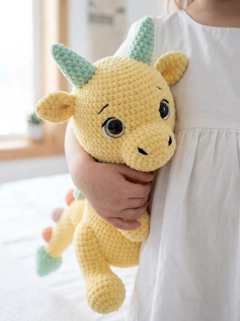 Crochet a buttercream yellow dragon amigurumi plush — photo 3