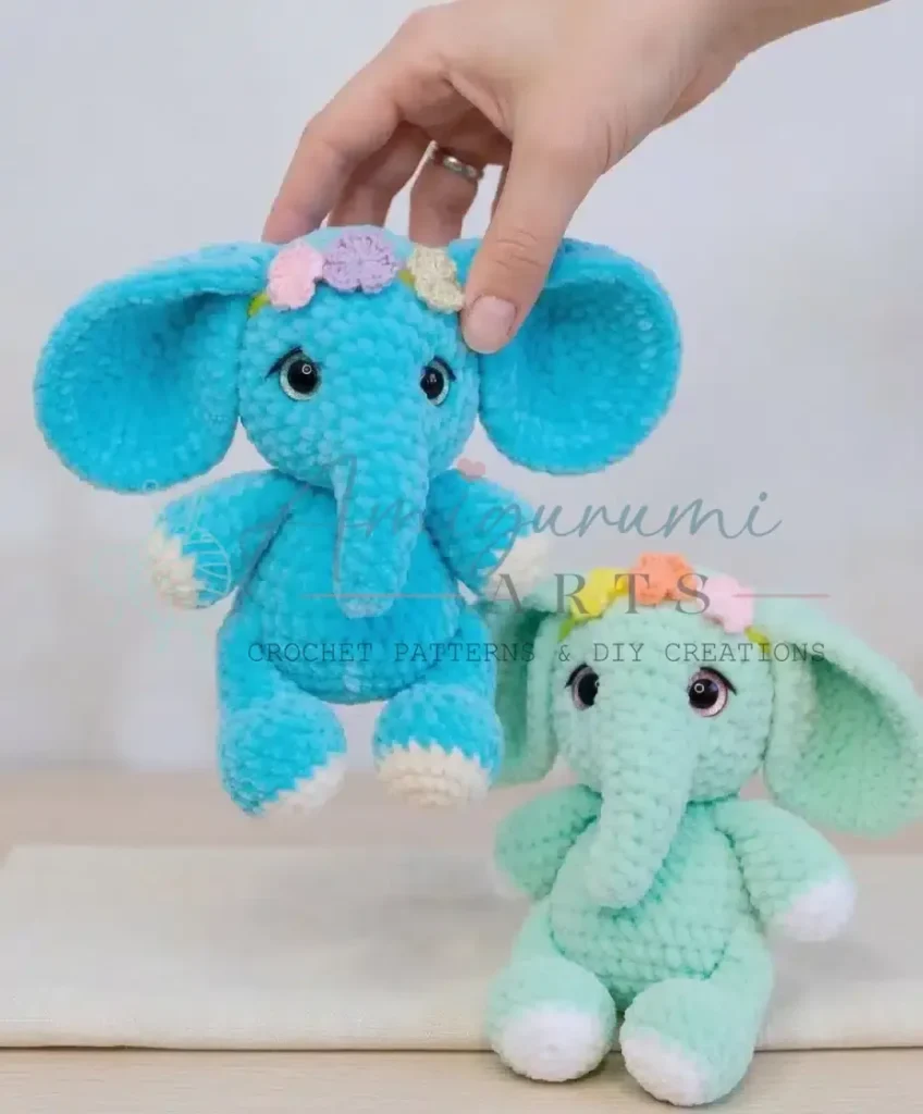 Crochet an amigurumi elephant with a chenille trunk
