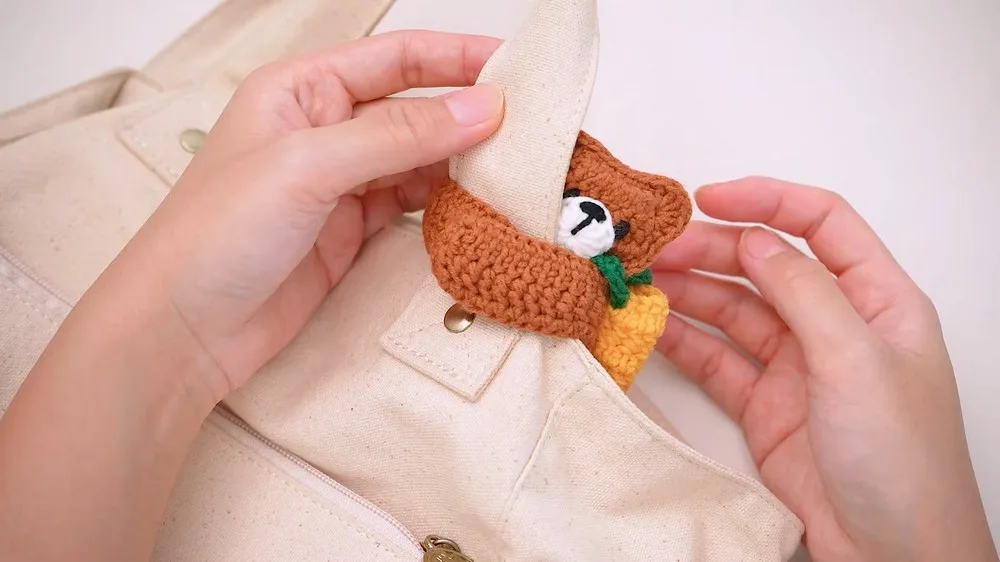 Crochet bear ear pod pouch pattern with magnet closure
