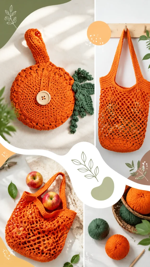 Crochet Market Bag With Open Mesh Body And Handles