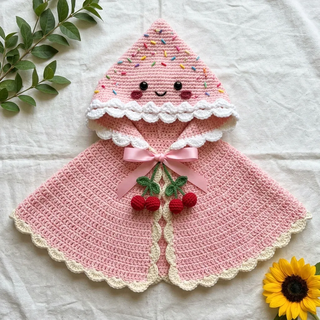 Frosted cupcake hooded cape pattern in worsted weight