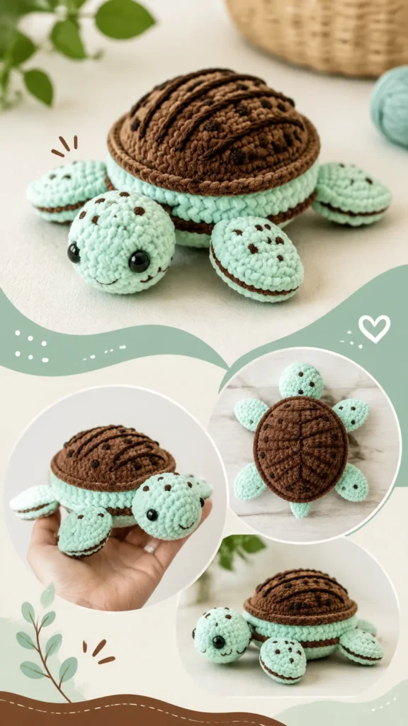 Make a mint chocolate chip turtle amigurumi