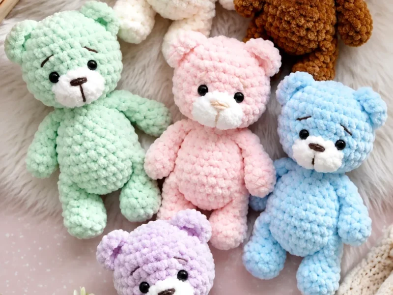 Plush amigurumi teddy bear pattern for handmade gifts