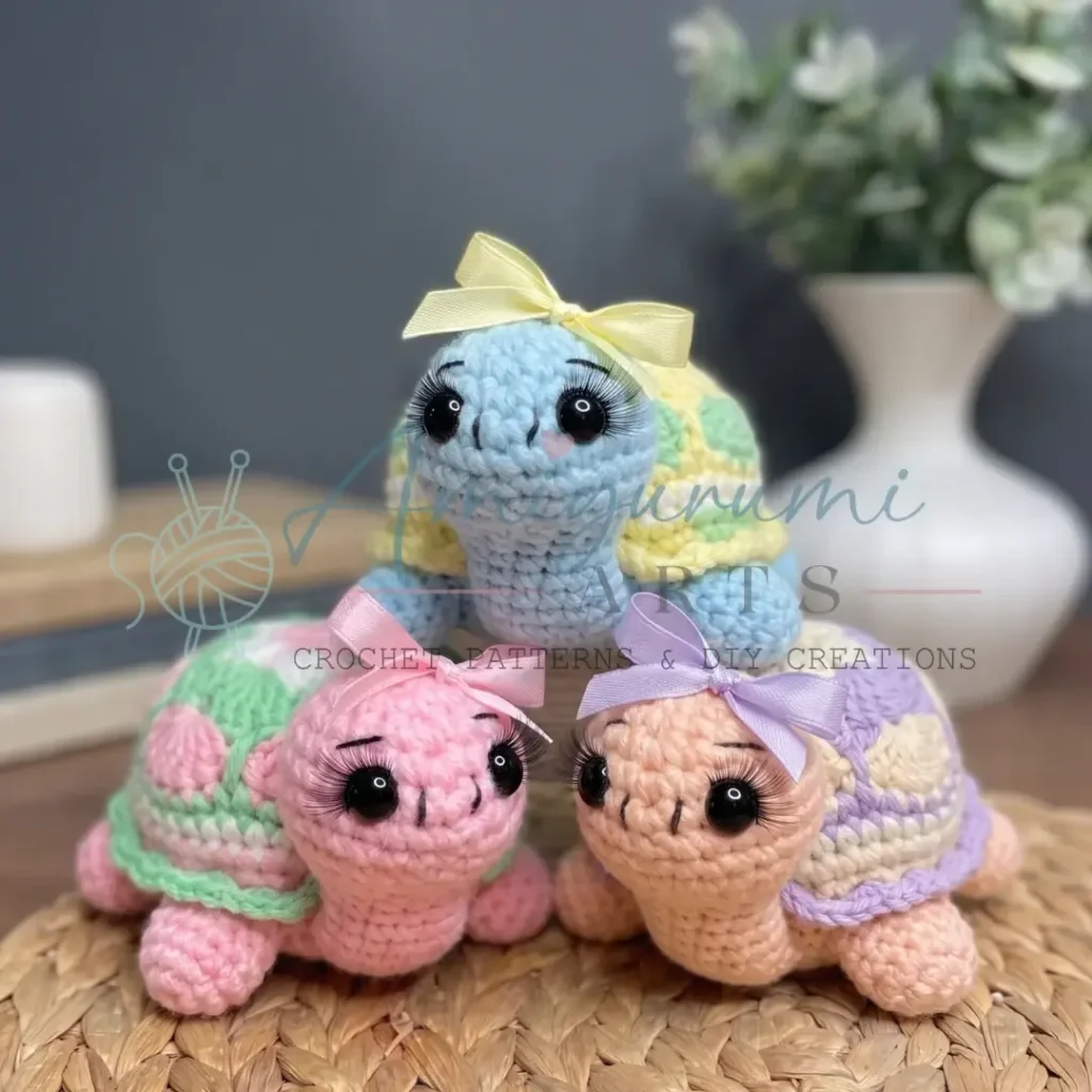 How to crochet Tata the turtle amigurumi, piece by piece